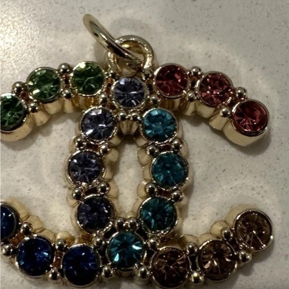 Chanel Stamped Gold Multicolor Crystal Pendant - Picture 3 of 5